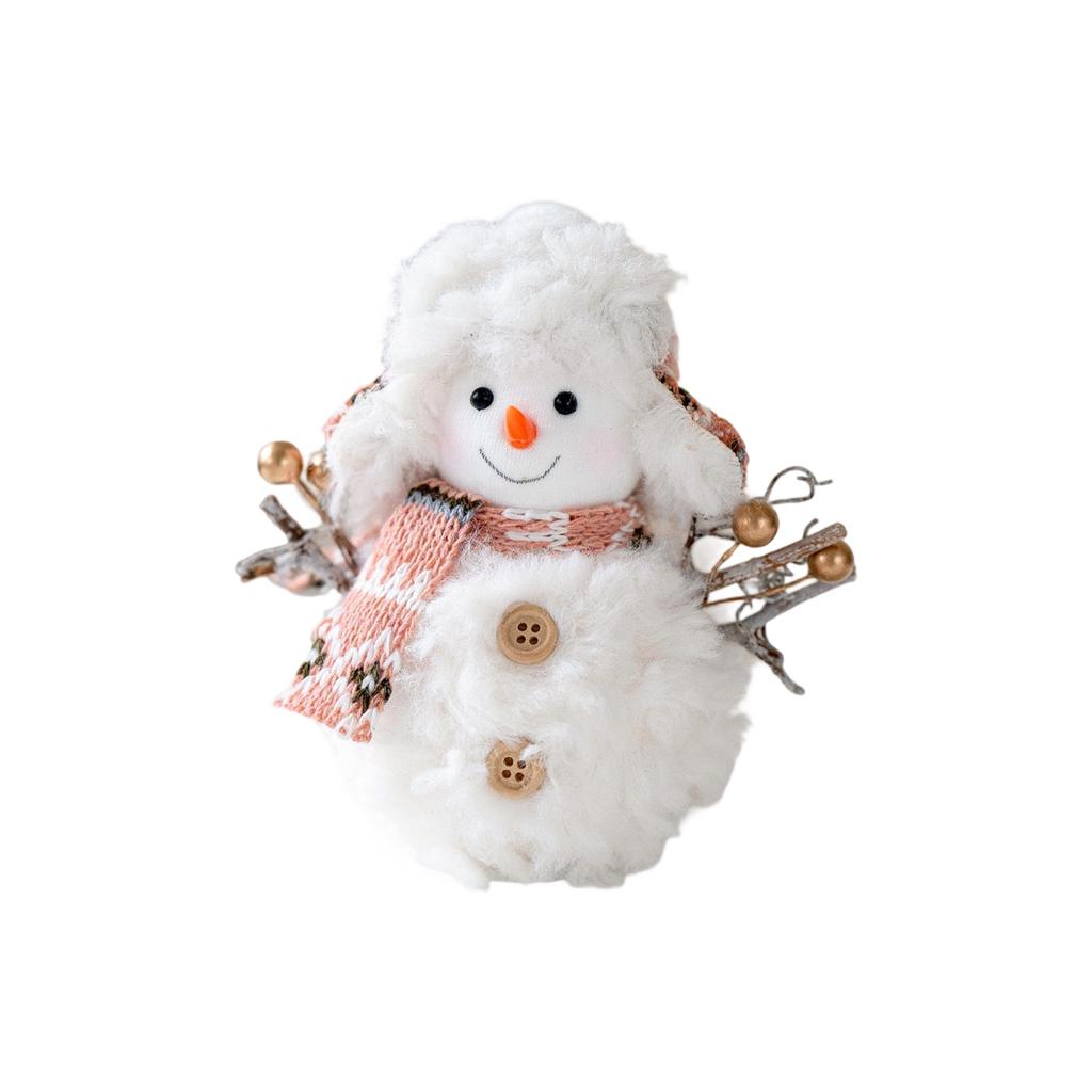 Christmas Snowman Ornaments Lovely Plush Snowman Doll Tabletop Decorations for Kitchen Home Holiday Party Decorations