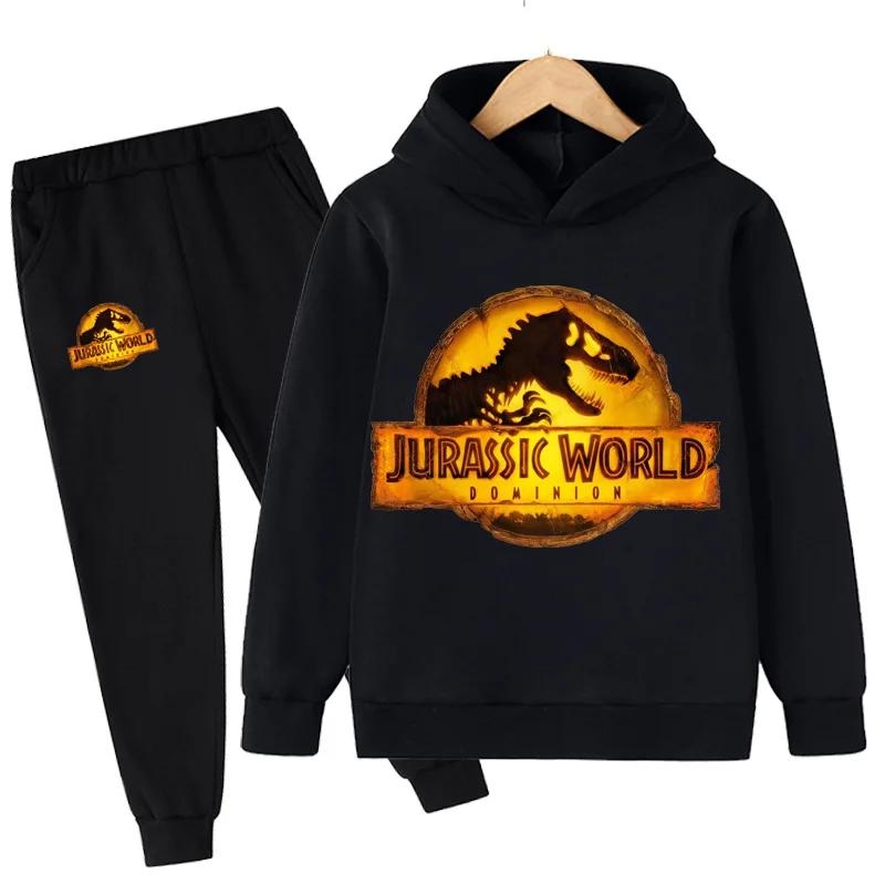 Jurassic World  Fashion Pullovers Clothes Children Dinosaur Hoodies Pants Set Boys Girls Dominion Sweatshirts Hooded Suit
