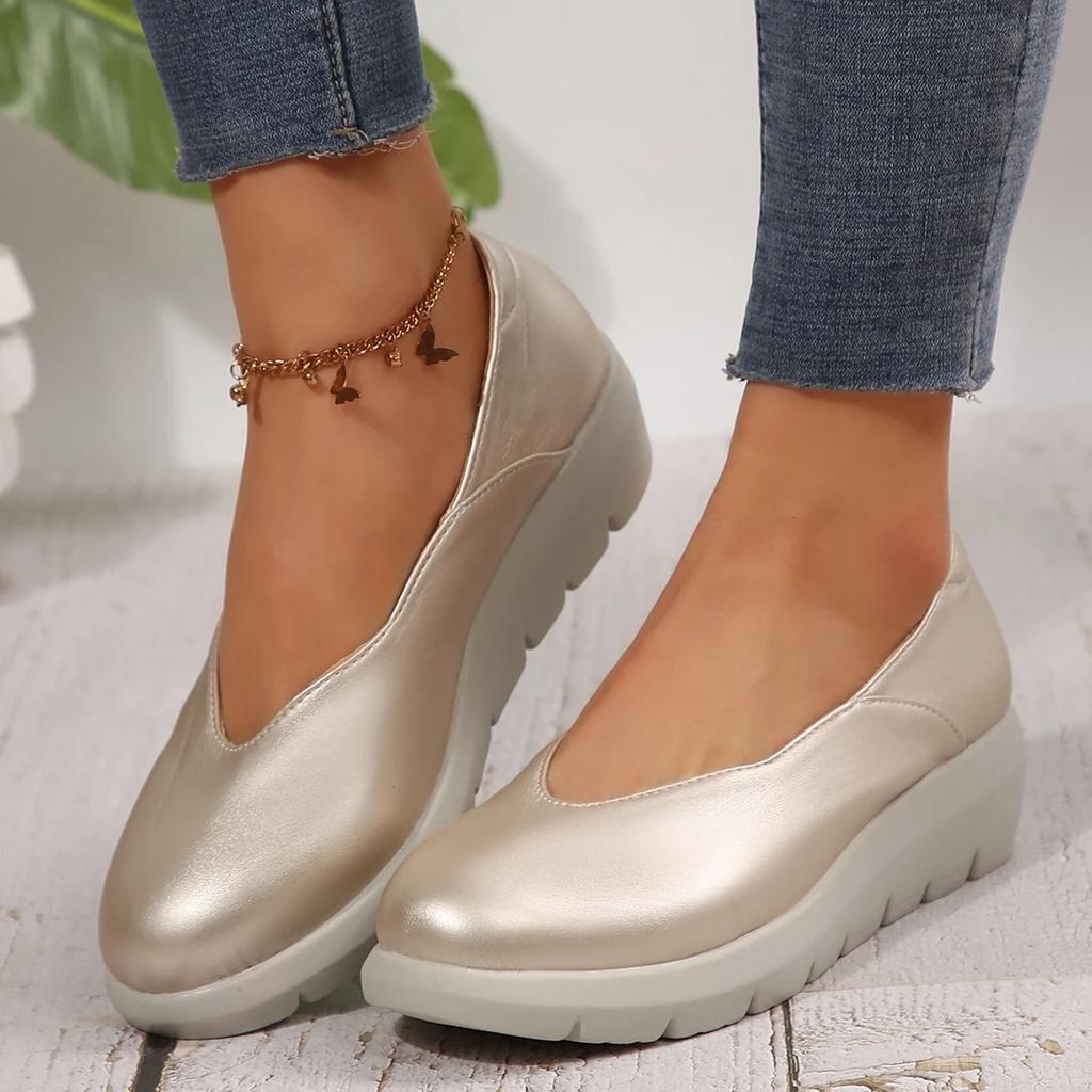 Fashion Women Fashion Wedge Heel Pumps 2025 Spring Summer Lightweight Platform Loafers Woman Soft Sole Comfort Casual Shoes Plus Size 42