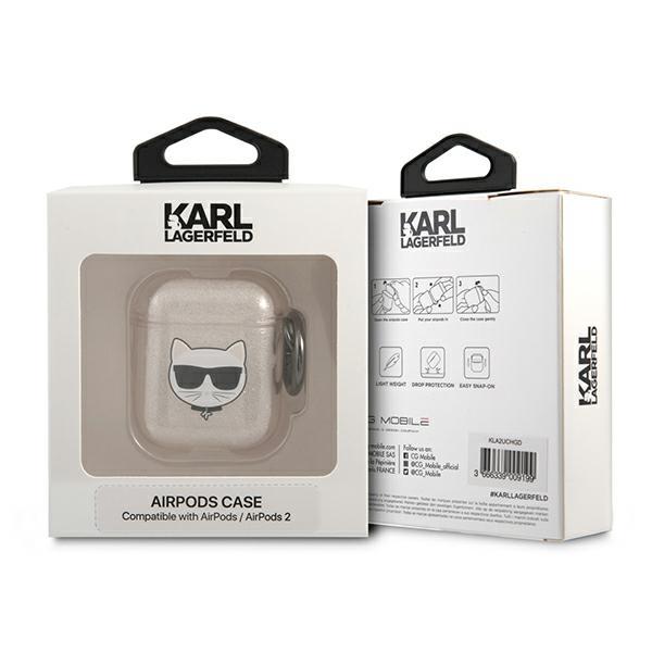 Etui do AirPods 1 Karl Lagerfeld Błyszczące Choupette Złote