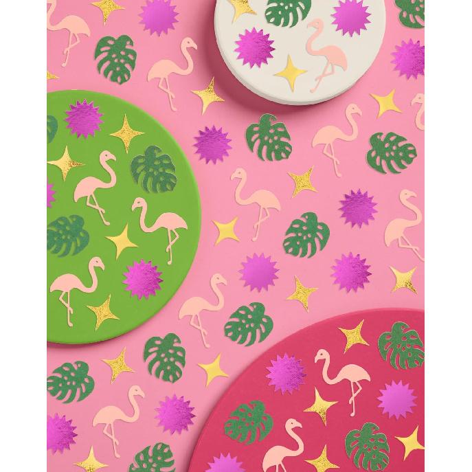 Xo, Fetti Flamingo + Palm Tree Sparkle Confetti - 200 Pcs | Tropical Tablescape, Miami Bachelorette Table Decor, Birthday Decorations, Cute Party
