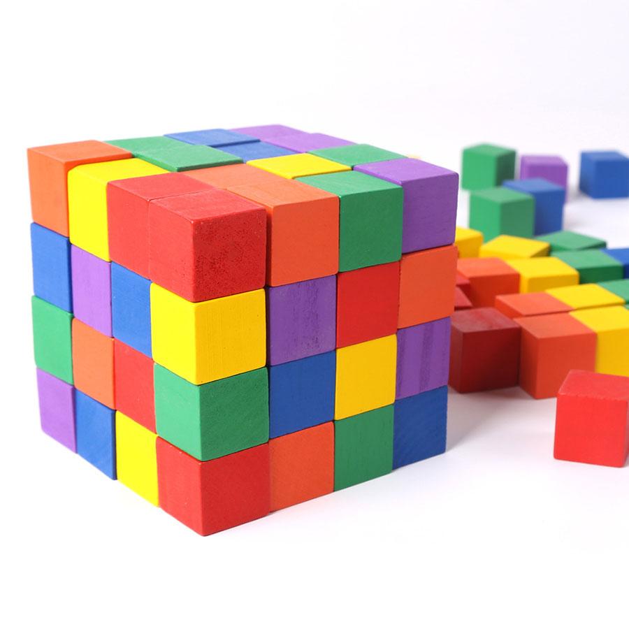 20pcs 2cm Multiple Colors Wooden Cube Building Blocks Mathematics Geometric Space Cube Teaching Aids Creativity Imagination JXB