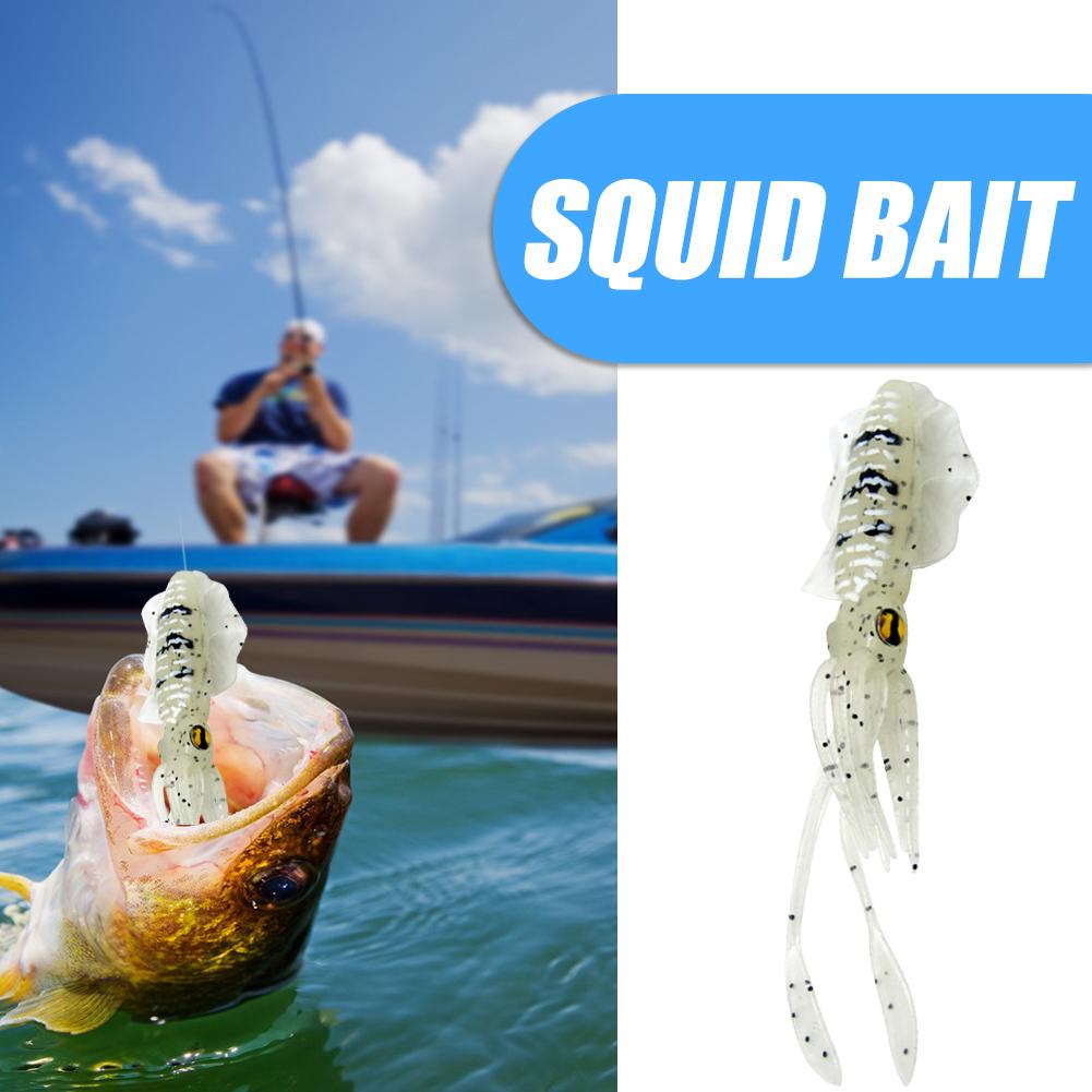 Artificial Floating Octopus Bait 15.5cm Glowing Soft Octopus Bait 3D Eyes Snapper Fishing Soft Lures Outdoor Fishing Accessories