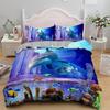 Dolphin Ocean King Queen Duvet Cover Cute 3D Sea Animal Bedding Set For Kids Teens Adults Shoal Of Fish Blue 2/3pcs Quilt Cover