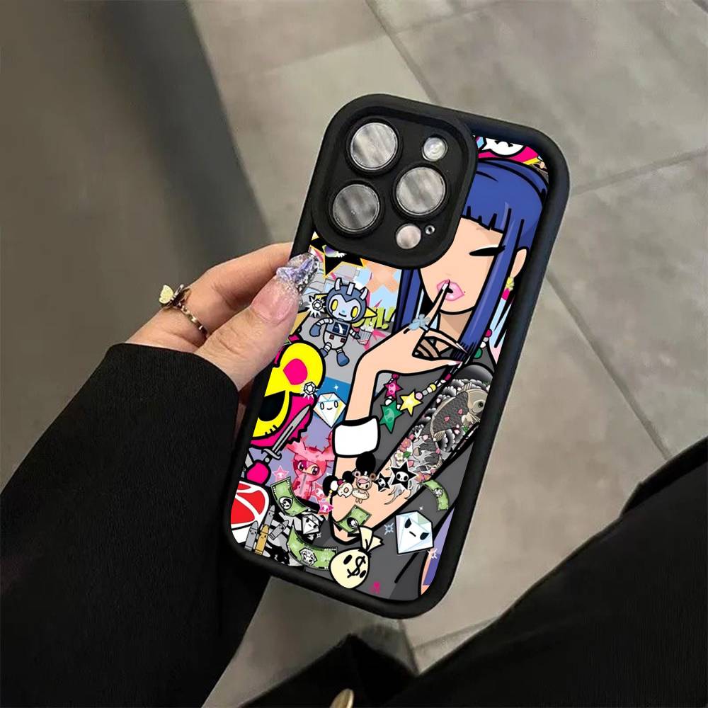 Japan Tokidokis For iPhone 17 16 15 14 13 12 11 Pro Max Plus Black Full Coverage Soft Funda Silicone Cover