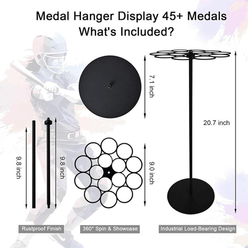 Rotatable Medal Hanger Holder Carbon Steel Tabletop Medal Display Holder Rack For Holding Over 45 Medals