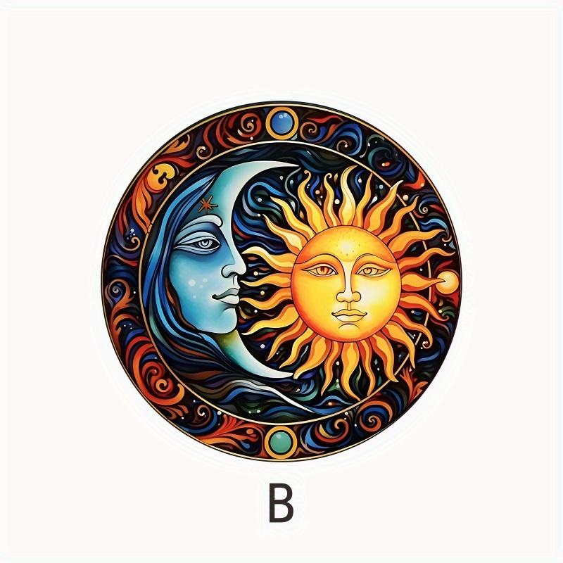 

1pc RV Home Decoration Static Cling Glass Sticker Adhesive Free Window Sticker, Stained Suncatcher Window Decor- Sun And Moon#68