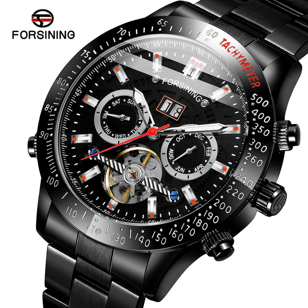 Montre Pour Homme Forsining Branded Stainless Steel Gold Noble Water Resistant Tourbillon Custom Mens Automatic Mechanical Watch