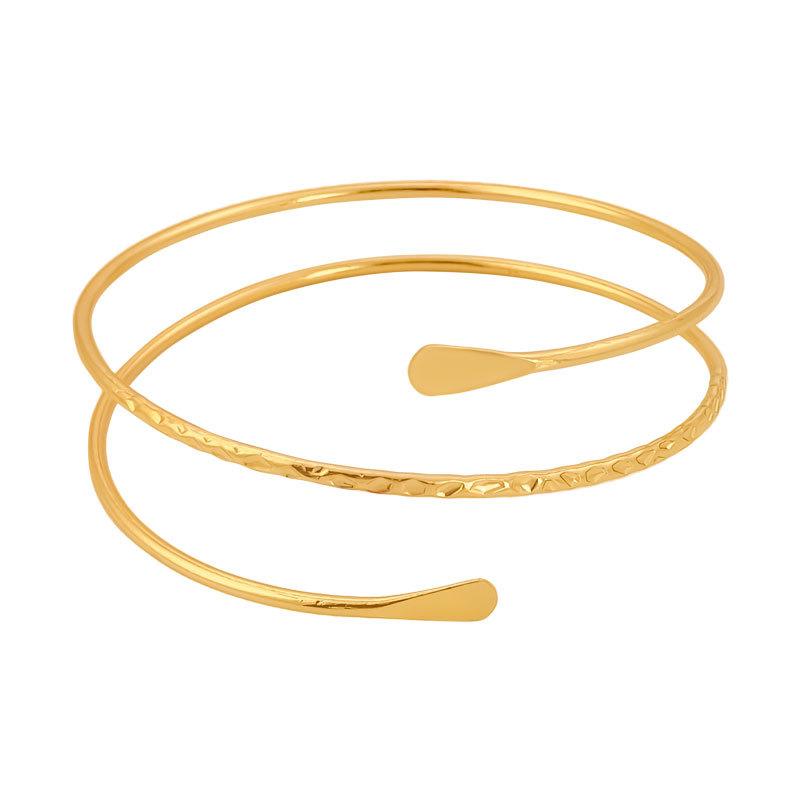 

1Pc Multi Layer Round Punk Arm Bracelet for Ladies Big Hollow Geometric Upper Open Bangles Jewelry золотой