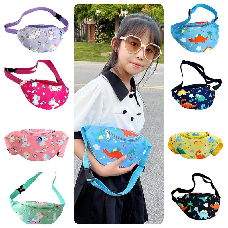 Cute Unicorn Kids Waist Bag Cartoon Dinosaur Shoulder Bag Nylon Material Lightweight And Theft-proof