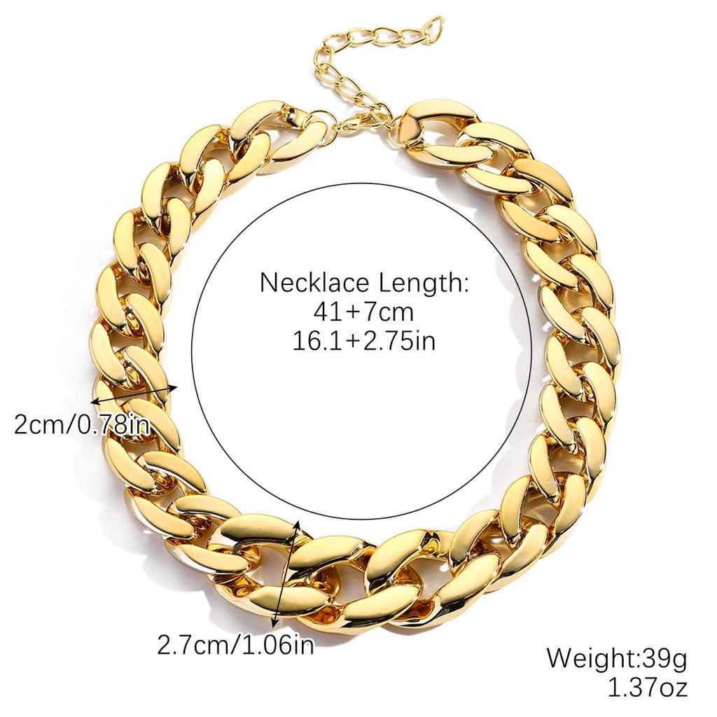 Exaggerated Hip-hop Acrylic Chain Necklace – Gold & Chain Accents for Women