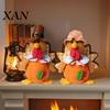 Autumn Home Decor Thanksgiving Plush Turkey Doll, Stuffed Animal Figurine, Soft Plushie Harvest Tabletop Decoration for Desktop Tired Tray Party