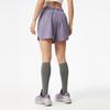 Li Ning Fitness Series Letter Mid Waist Drawstring Breathable Versatile Sports Shorts Women Shorts Dark-Gray Purple AKSV412-4