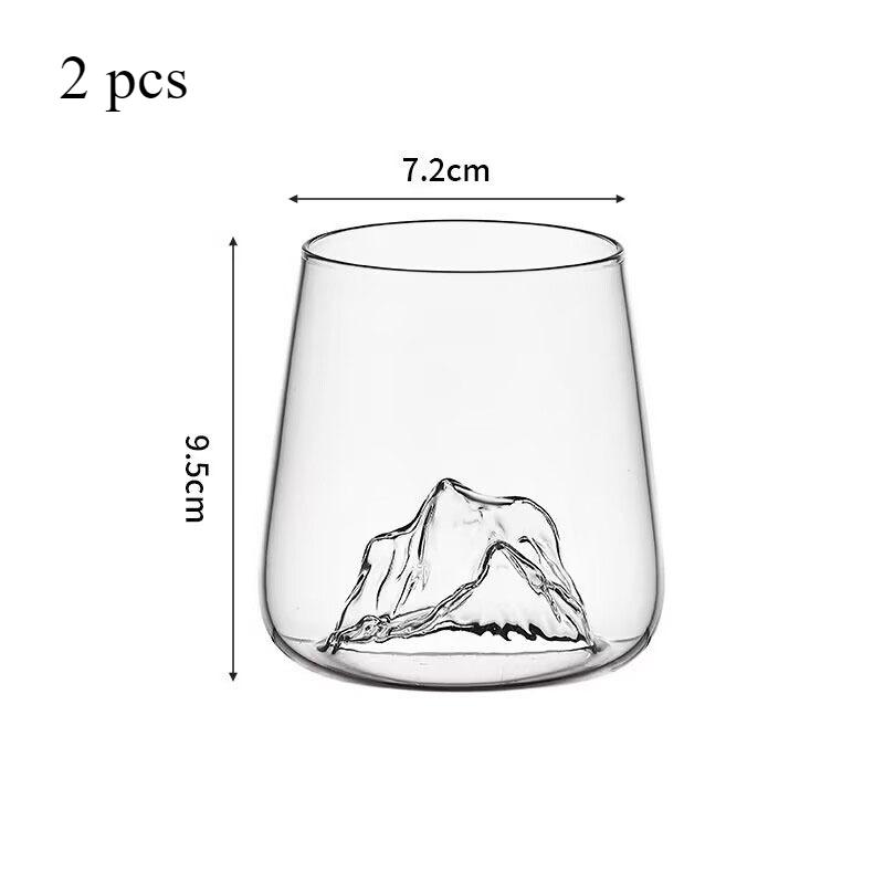 2pcs Glass Juice Cups Craft Beer Mugs Heat-resistant Water Cups Beverage Cups Vintage Fuji Mountain Cups Glass Cups Wine Glasses 2pcs