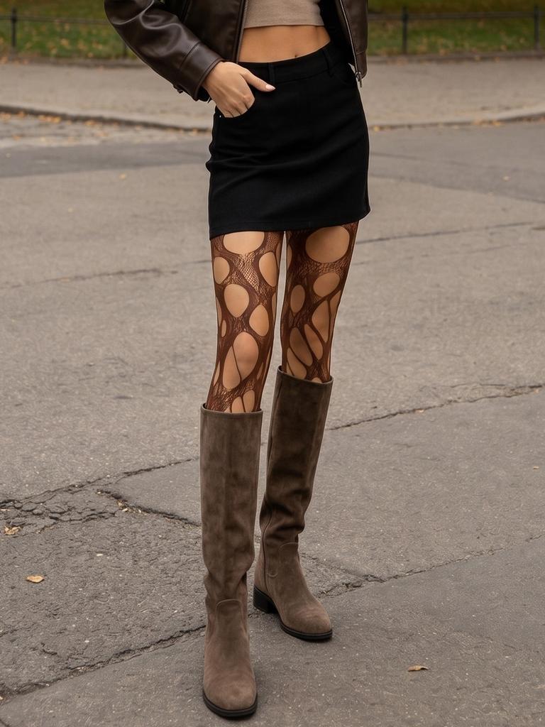 5 Pairs Pack Ripped Cut Out Fishnet Tights Women'S Hollow Mesh Pantyhose Multi Color Set