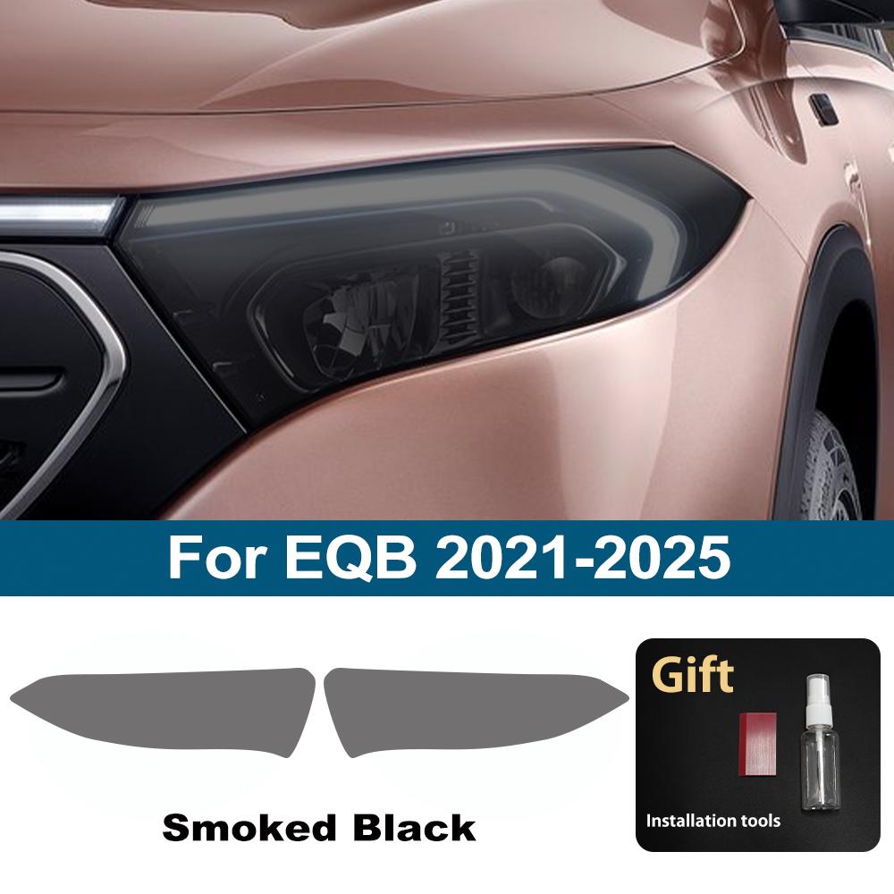 Für Mercedes Benz EQA/EQB/EQC/EQE /EQG/EQS Rauchschwarz Hochglanz PPF Kratzfest Vorgeschnittenes TPU Auto Scheinwerfer Schutzfolie