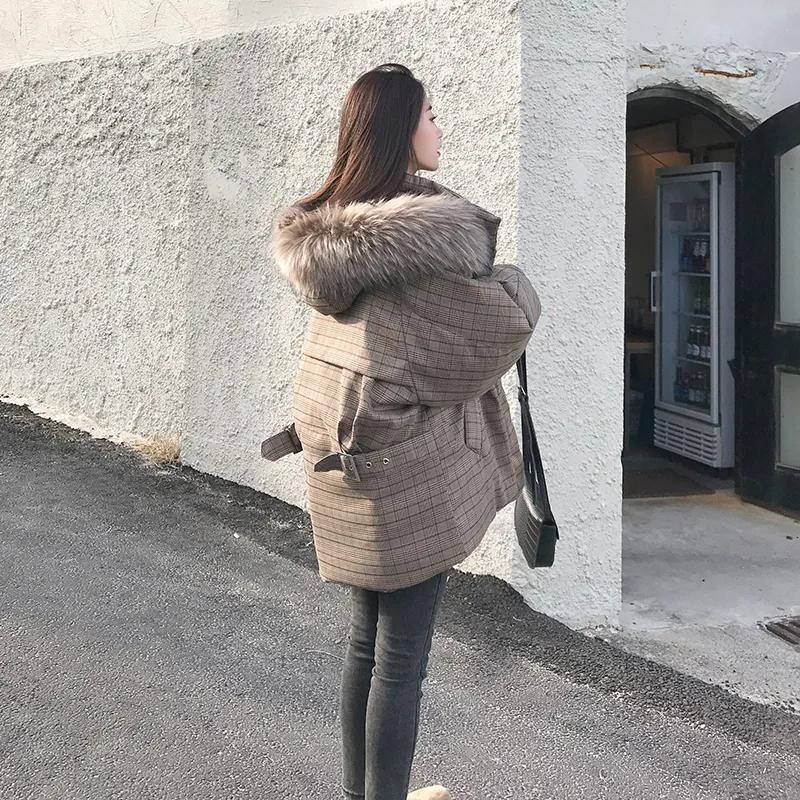 WTEMPO Solid Color Thickened Warm Cotton Coats Women's Large Size Autumn Winter Faux Fur Hooded Jackets