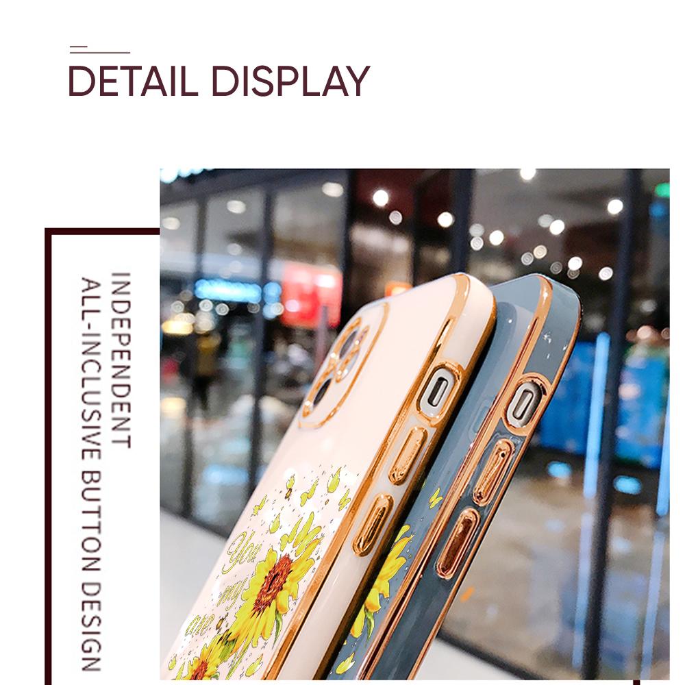 Colorful Printing Patterns Square Edge Pattern Casing Plated Phone Shell Luxury Plating Soft Phone Case for Huawei Honor Xiaomi Redmi