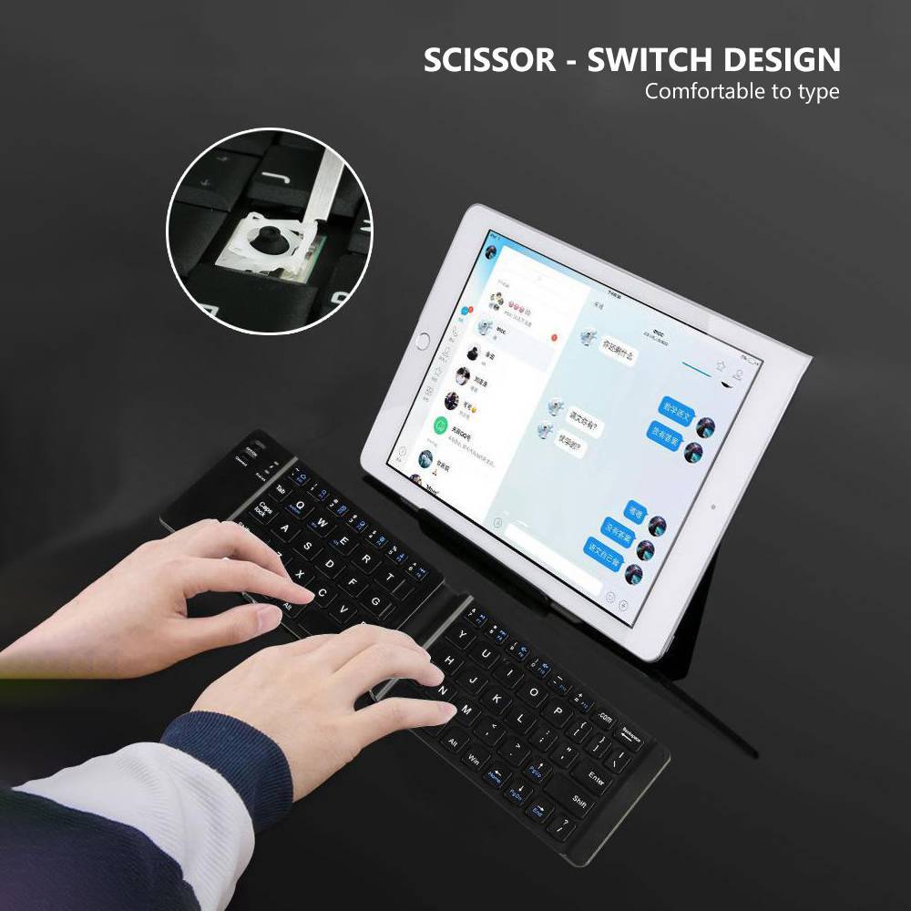 Jomaa Mini-Klapptastatur, wiederaufladbar, kabellose Bluetooth-Tastatur für iPad, Tablet, Telefon, tragbare faltbare Bluetooth-Tastatur