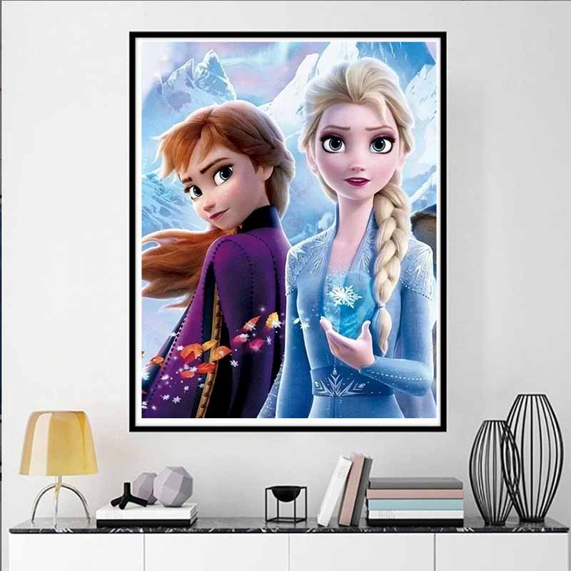 Disney Diamond Painting 5D DIY Frozen Elsa and Anna Illustration Art Mosaic Embroidery Decoration Cross Stitch Gift
