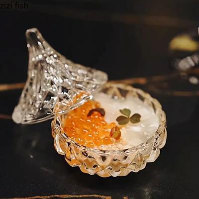 Ciotola di Vetro Creativa dalla Forma Irregolare con Coperchio Ristorante Ciotola da Esposizione Cucina Molecolare Dessert Ciotola per Sushi Stoviglie Speciali