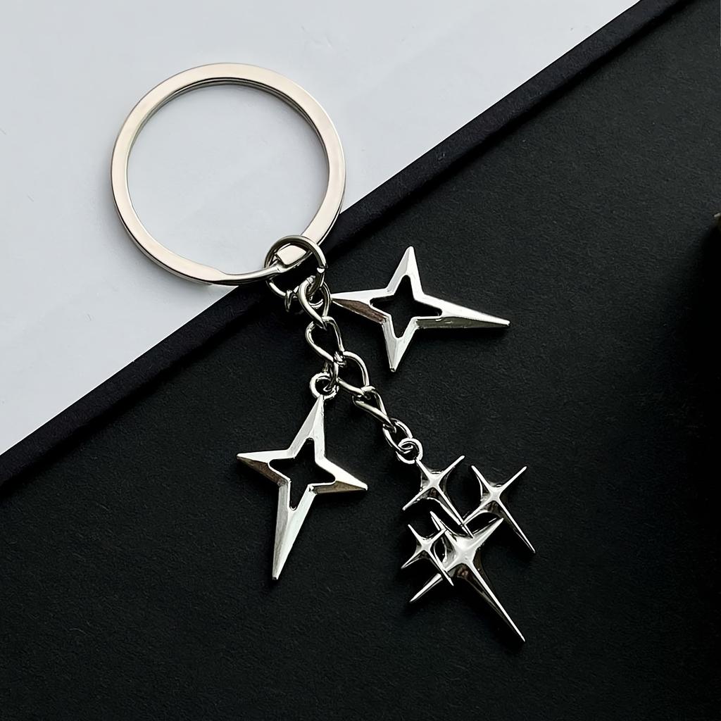1pc Four-pointed Star Keychain - Key Ring For - Fashion Pendant For Bag Backpack Car Key - Trendy Accessory For Fashionable