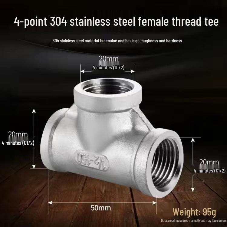 Oțel Inoxidabil Tee Cot Reductor cu Filet Interior: Accesoriu conductă instalații sanitare 6 puncte la 4 puncte