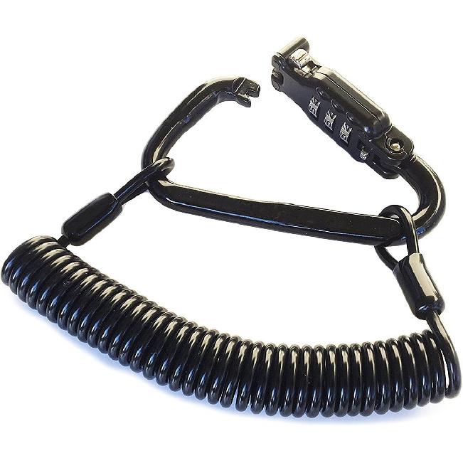 Little World Motorcycle Helmet Lock & Cable, Heavy Duty Universal Combination Lock Cable Caribeaner Lock Motorcycle Security PIN Locking Chain For