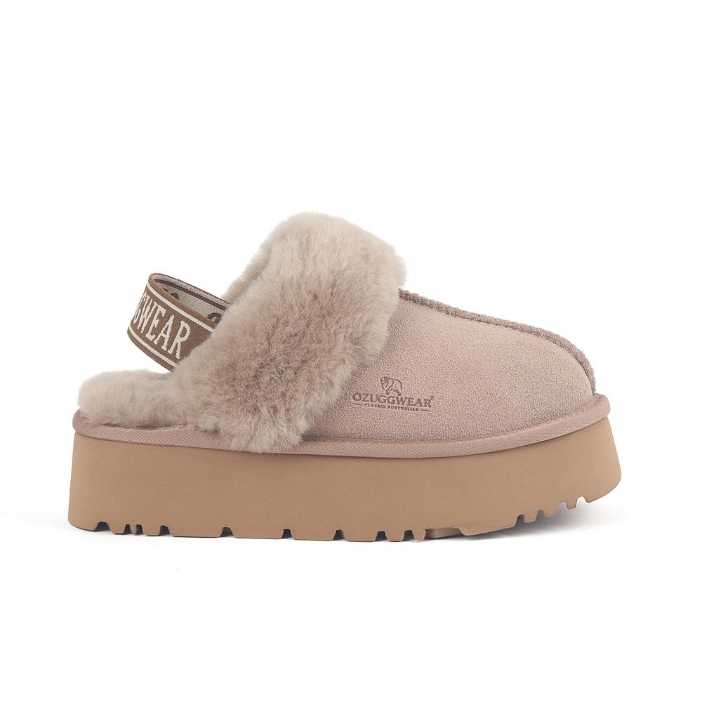Oz Ugg Wear Adult Platform Slippers Backstrap Bronze