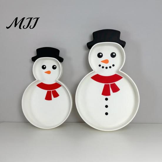 Christmas Snowman Serving Tray Tray, Holiday Party Decorative 3D Festive Snack Container Printed Platter Dish for Snacks, Candies, Goodies,