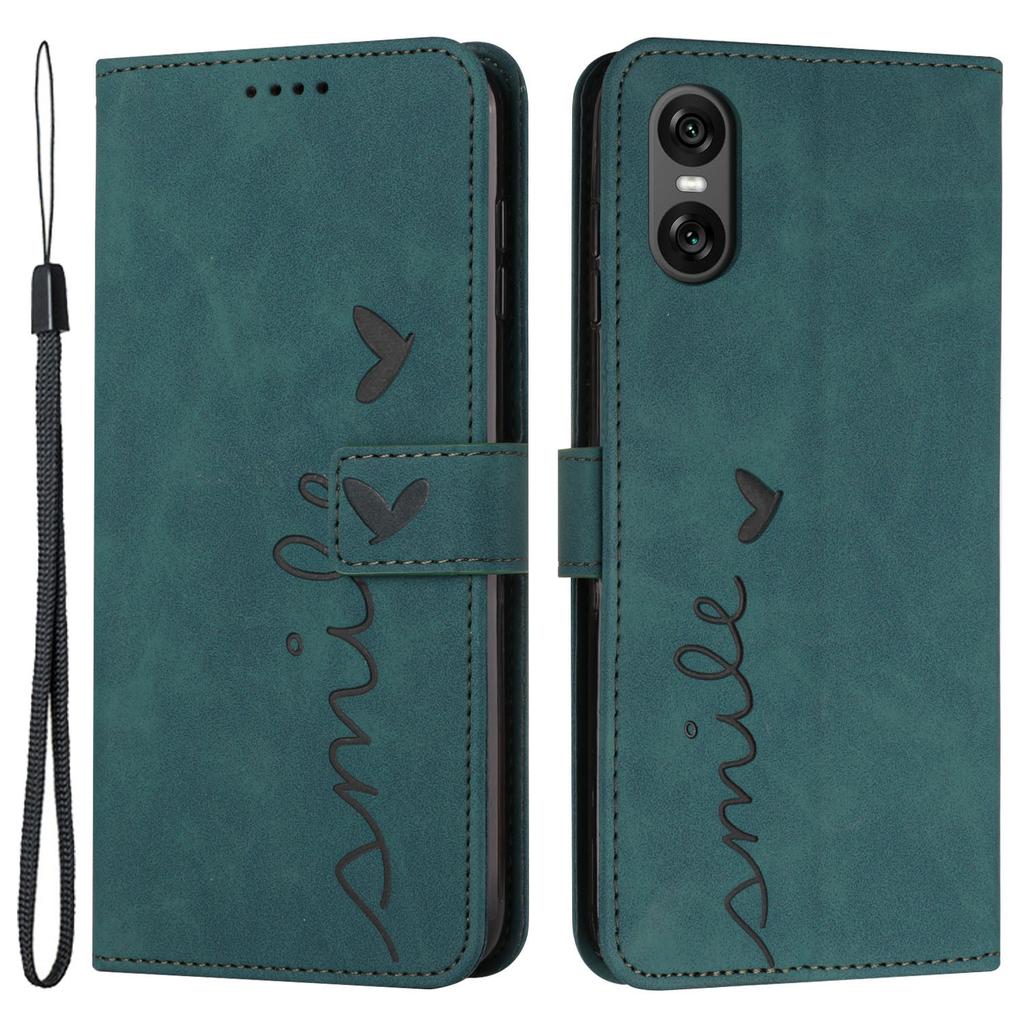 For Sony Xperia 10 VI Phone Case Love Heart Imprinted Skin-Touch PU Leather Shell