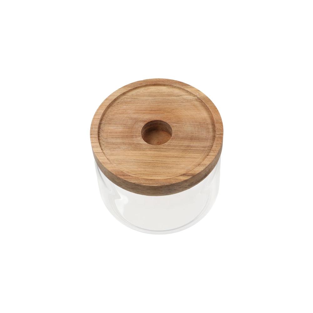 Wooden Lid Glass Food Storage Jar Clear Tea Storage Holder Kitchen Container Kitchen Accessories