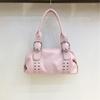 2025 Brand Design Vintage Rivet Larfe Capacity Leather Pillow Handbags Fashion Elegant Travel Armpit Bag Women Casual Tote Bag