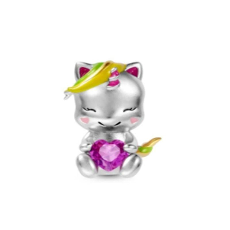 New Copperdaisy Bunny Cat Mouse Calf Embraces Heart Gemstone Charm Bead Fit Original Braceletdiy Women Jewelry