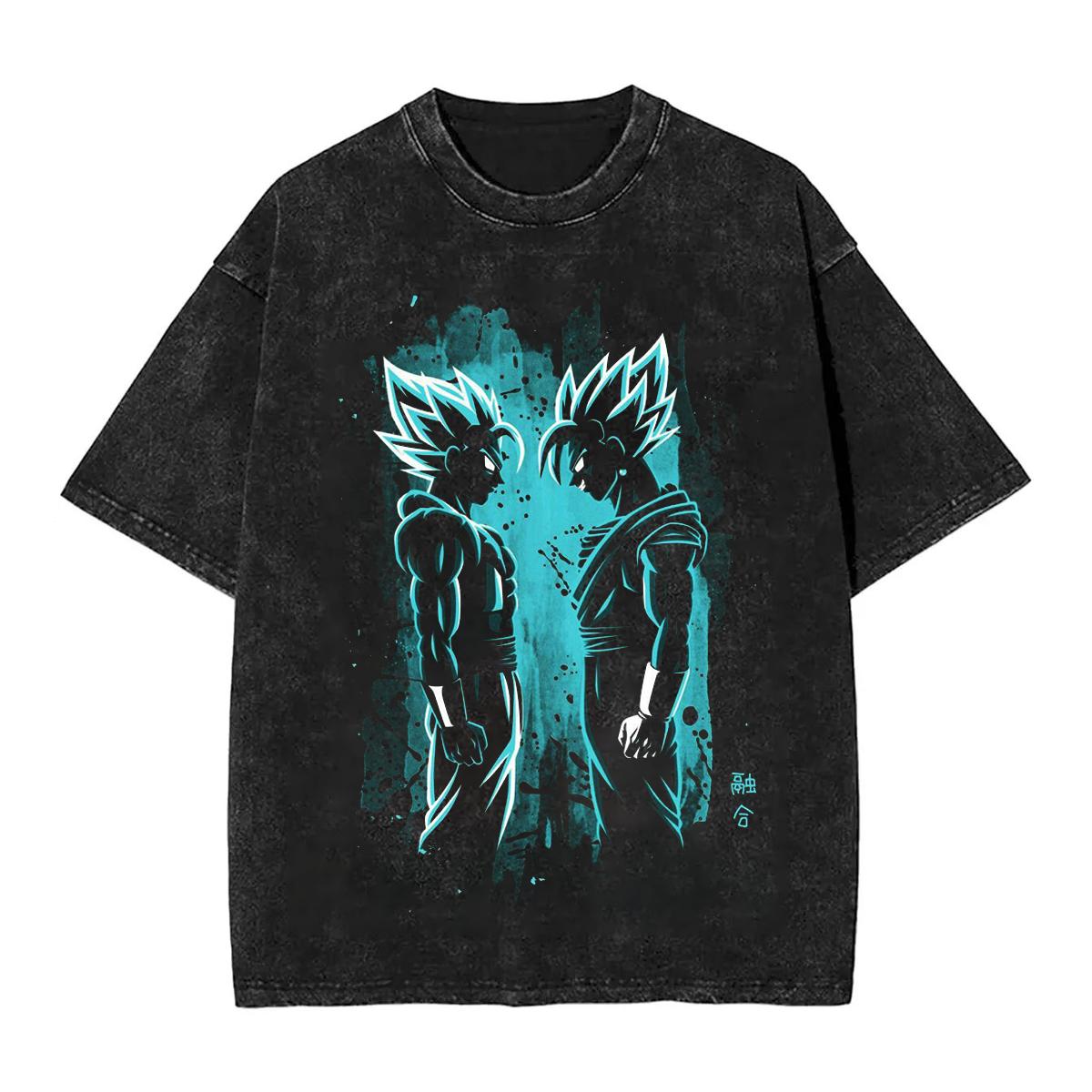 Japanese Anime Dragon Ball Vintage Washed Cotton Breathable TShirt Unisex Men Vegeta Print Casual Retro Shortsleeved Tee L
