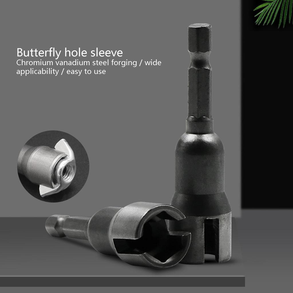 Butterfly Bolt Socket Wrench Hexagonal Handle Shank Socket Adapter Nut for Power Tool Slotted Electric Screwdriver