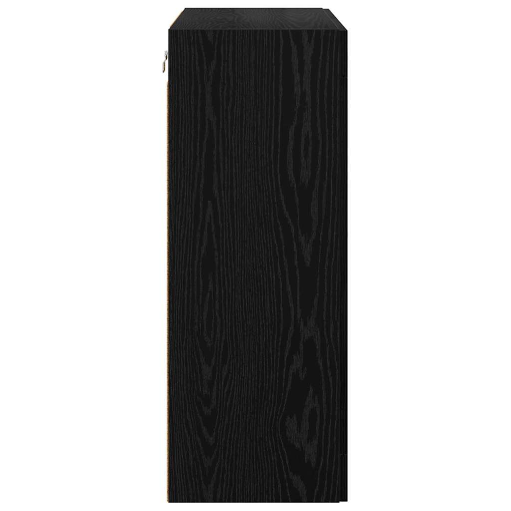 Wall Mounted Cabinet Black Oak Effect 69.5 x 34 x 90 cm