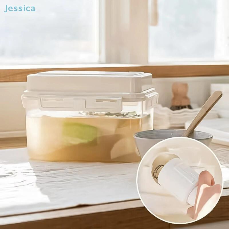 Pickling Storage Container With Drain Lid - Transparent Food Container For Fermentingvegetable Preservation (5L Capacity)