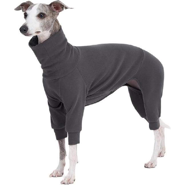 Cozy Cotton Fluffy Underwear Onesie for Italian Greyhounds and Whippets, Super Soft Warm Pajamas and Jumpsuit(Large, Grey) Small