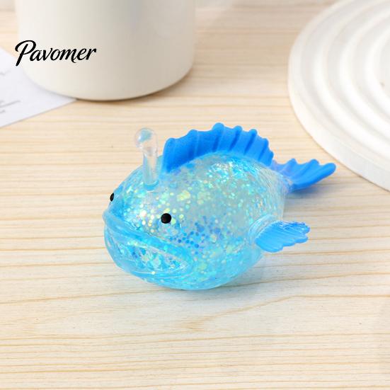 Glitter Stress Ball Lantern Fish Sugar Clear Sea Squeeze Fidget Toy Soft Stretch Anxiety Relief Sensory Hand Relaxation Tool Elastic
