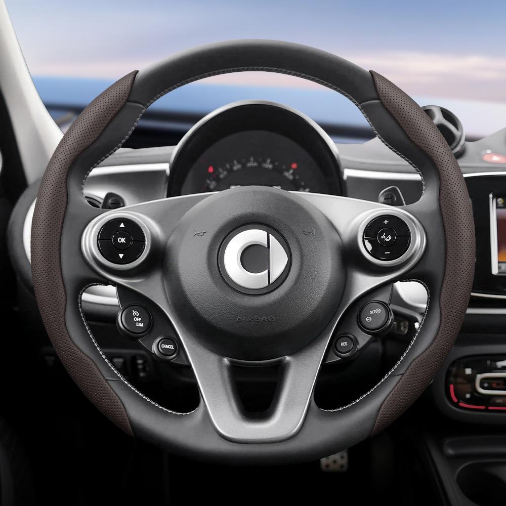 Vcxja9 Vhodné pro Smart Prodyšný Kožený Potah Volantu s Dírami Segmentovaný Design Rychloupínání Protiskluzový a Odolný Fortwo 451 450 453