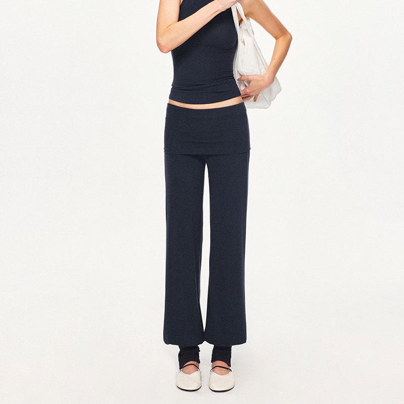 

Navy Removable Gaiter High-Waisted Yoga Sweatpants - 2026 Fashion Style Medium глубокий/тёмно-синий