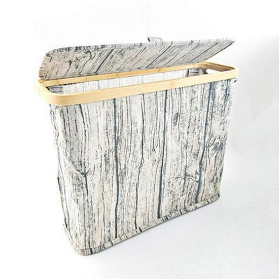 Foldable Bamboo Storage Bin with Lid for Kitchen Recycling