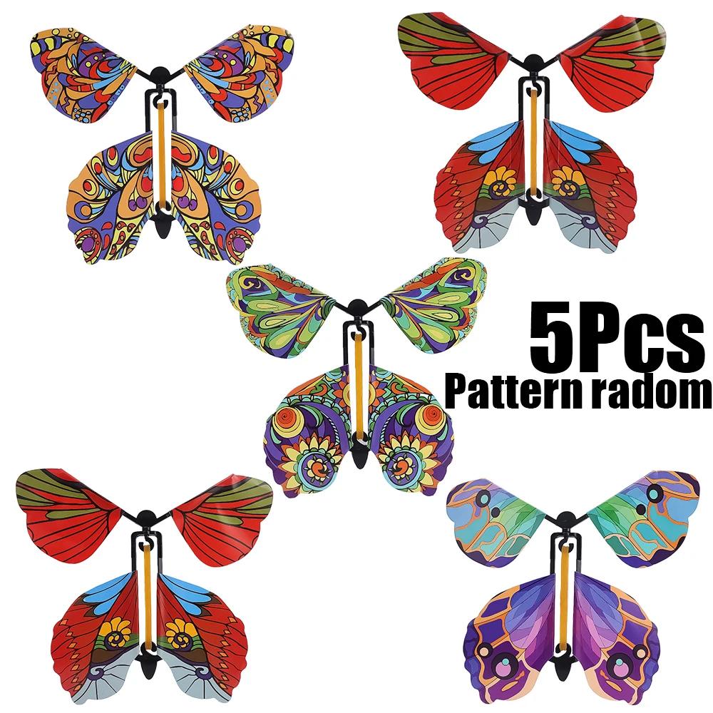 5/1Pcs Random Color Magic Fairy Flying Butterfly Children Toys Transformation Wind Up Butterfly Toy Surpris Gift For Kids Child