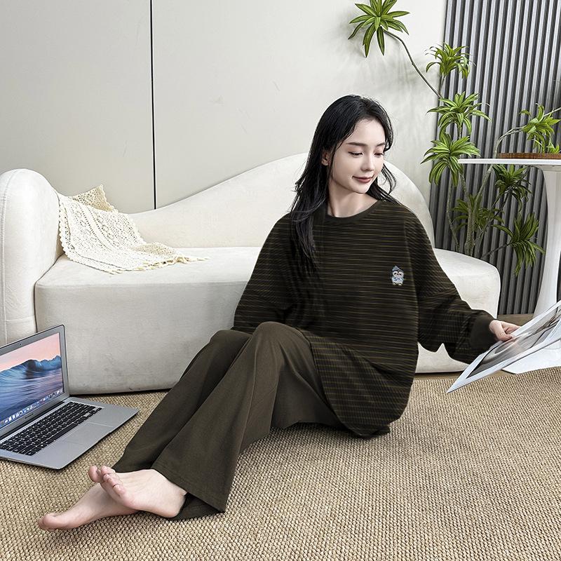 Women's Plus Size Cotton Pajama Set - Autumn Casual & Comfortable, Wearable Outdoors