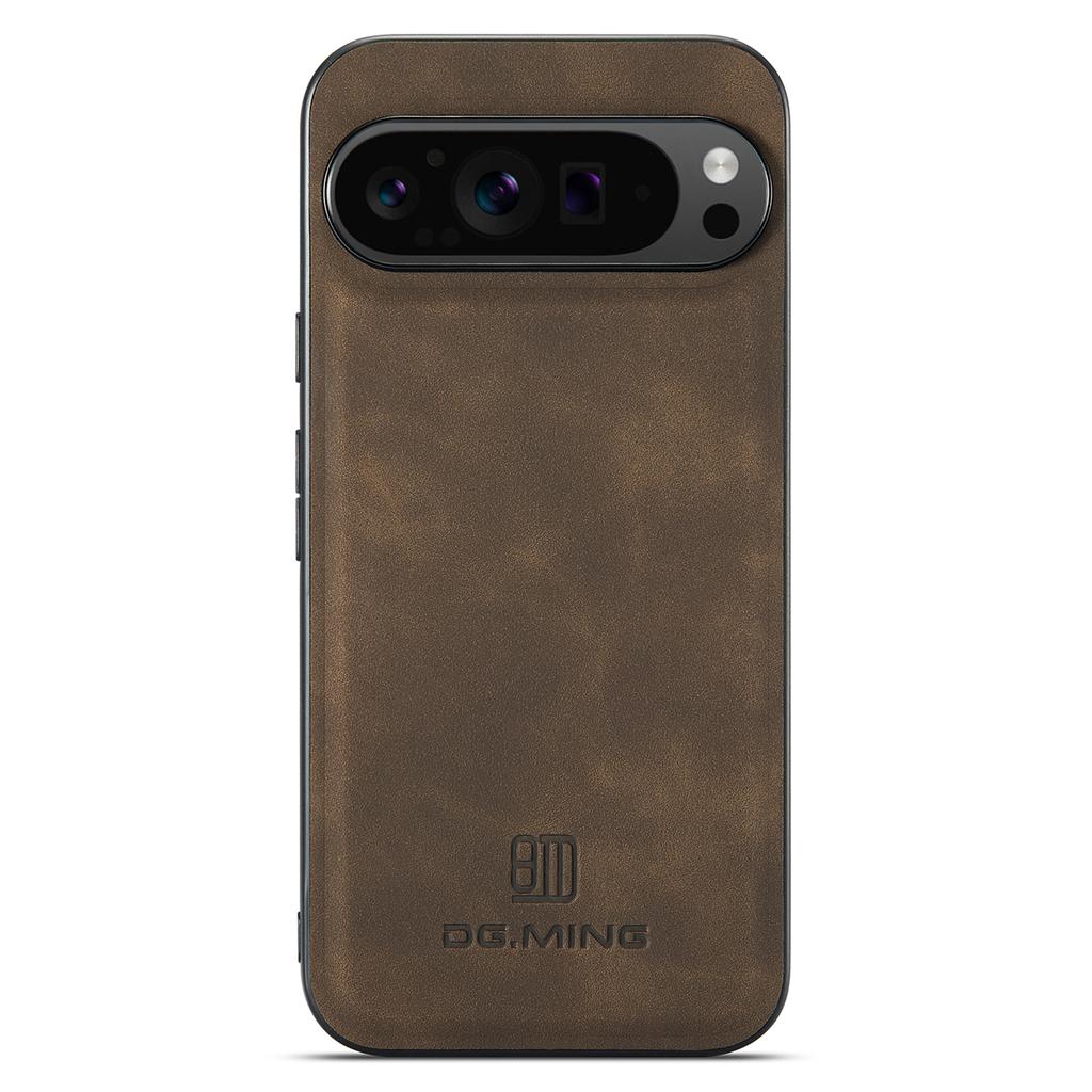 DG.MING For Google Pixel 9 Pro XL Case PU Leather Covered PC+TPU Hybrid Phone Shell