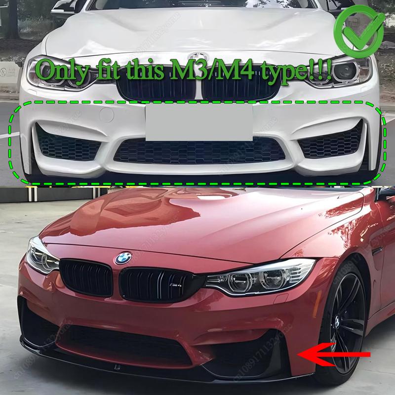4PCS For BMW 3 Series F30 2012-2018 M3 M4 Style Car Front Bumper Lip Spoiler Splitter Diffuser ABS Gloss Black Bodykits Tuning