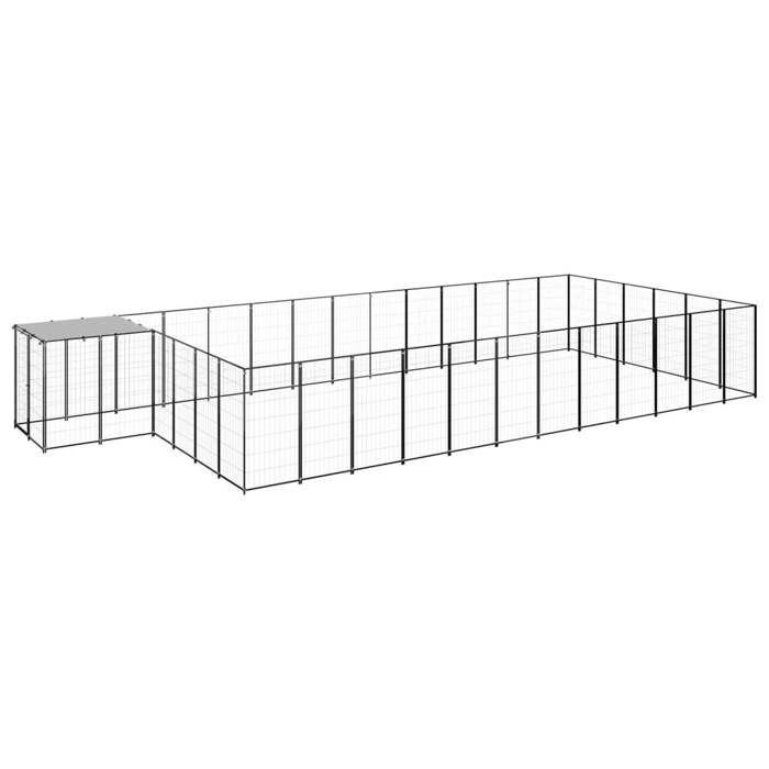 VidaXL Chenil Noir 22,99 m² Acier Enclos pour Chiots Cage Chiens Extérieur 3082216