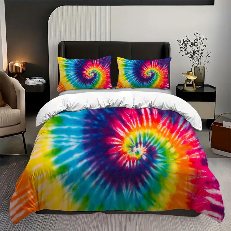 Tie Dye Gradient Spiral Pattern 3D Printed Duvet Cover Fashion Art Luxury Quilt Cover Soft Comfortable Bedding Set Pillowcase