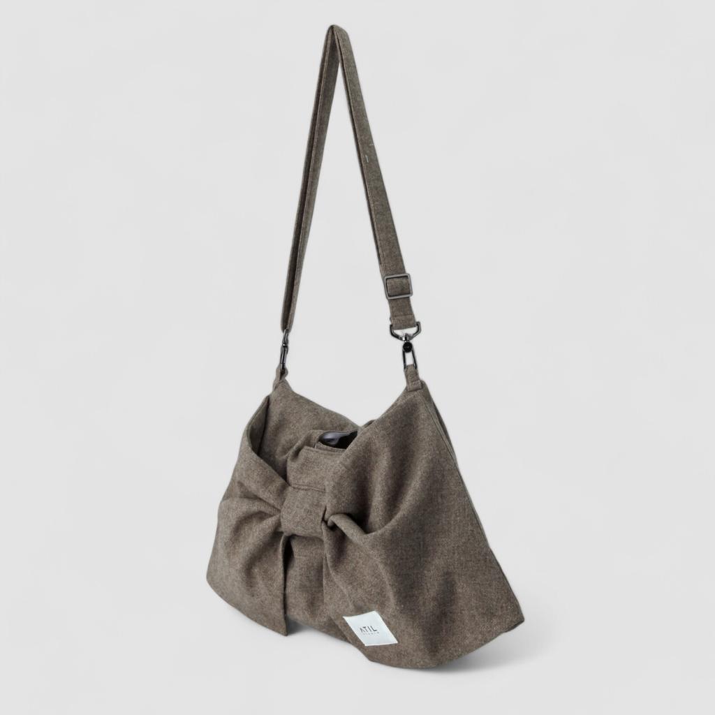 Atil Studio Wool Dewey Ribbon Hobo Shoulder And Crossbody Bag _ [Brown]